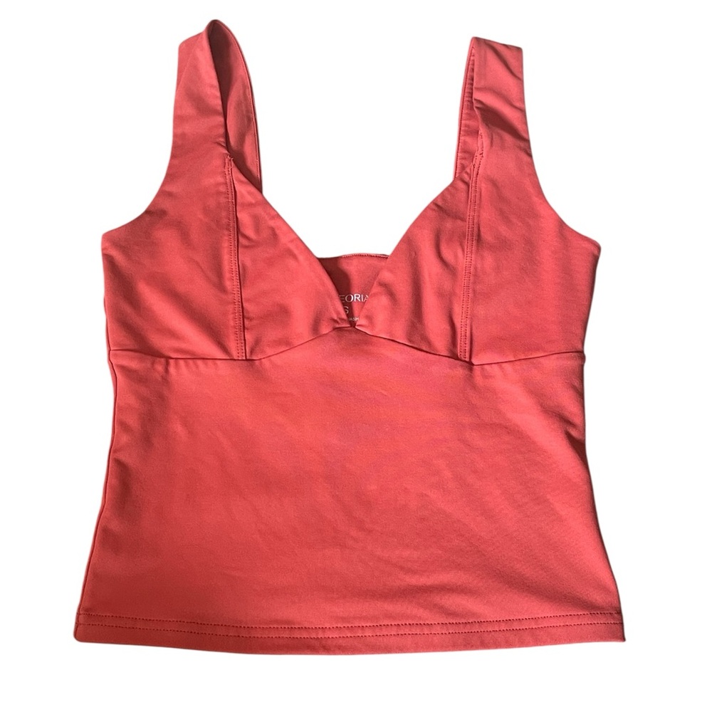 Reoria Burnt Orange Sleeveless V-neck Tank Top Size Small EUC